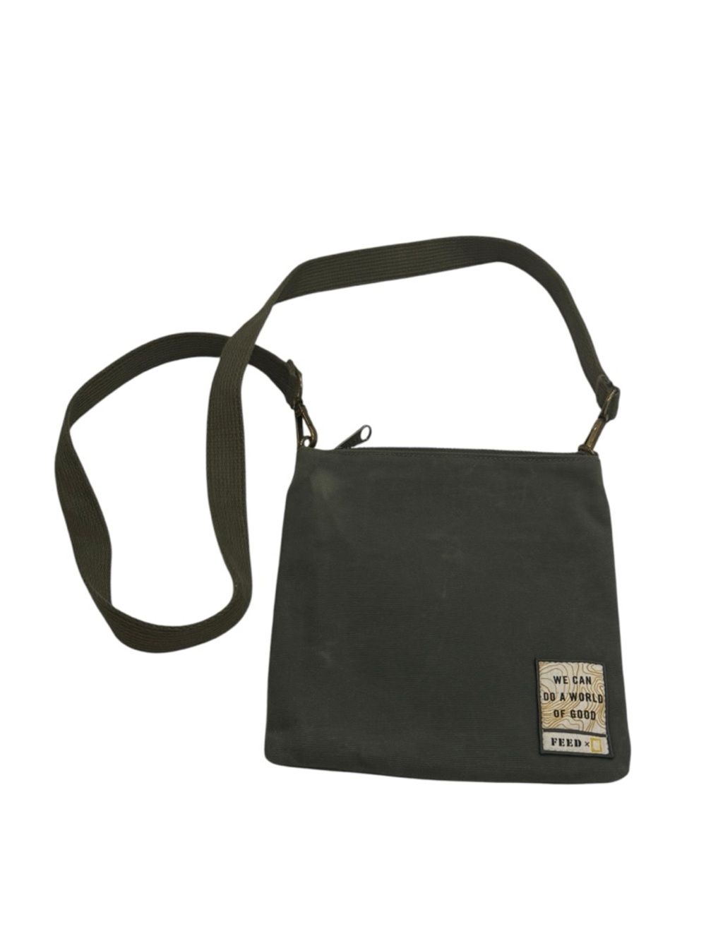 FEED x National Geographic Dark Olive Crossbody Bag - Canvas Shoulder Bag
